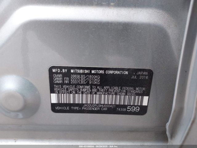 2017 MITSUBISHI LANCER JA32U2FU3HU000421 Photo 8