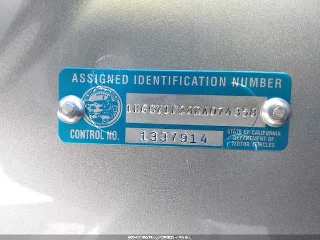 1HGCY1F28RA074358 Honda l15be
