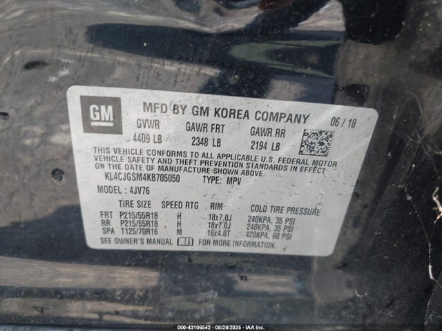 Aukcja sprzedaży 2019 Buick Encore Awd Essence, vin: KL4CJGSM4KB705050, numer aukcji: 43106542