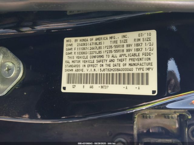 2011 ACURA RDX 5J8TB2H20BA000040 Photo 8