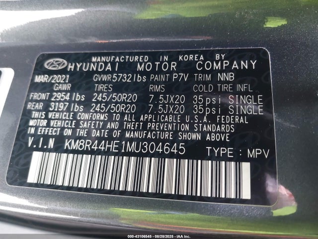 KM8R44HE1MU304645 Hyundai gdi lambda ii
