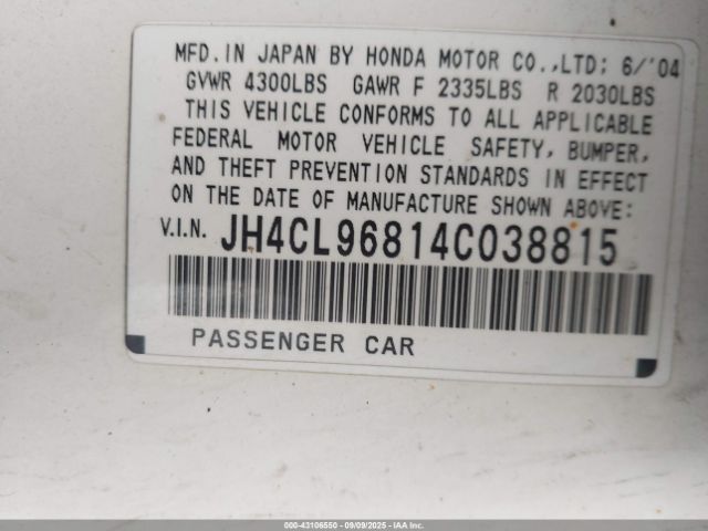 2004 ACURA TSX JH4CL96814C038815 Photo 8