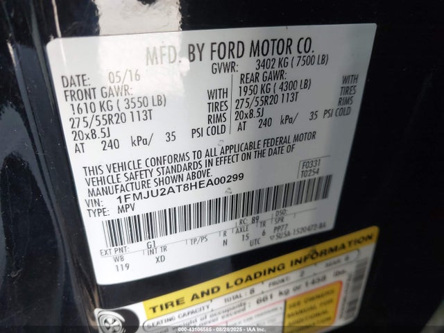 1FMJU2AT8HEA00299 Ford 3.5l gtdi ffv/gasoline