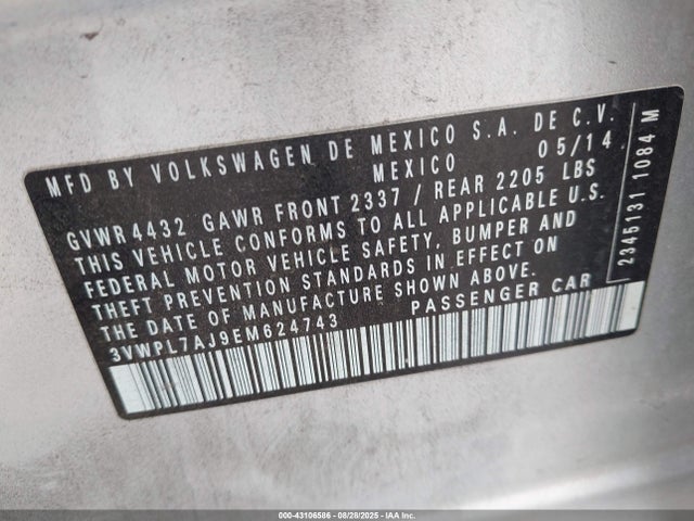 Volkswagen 2014 2014 3VWPL7AJ9EM624743 Image 9