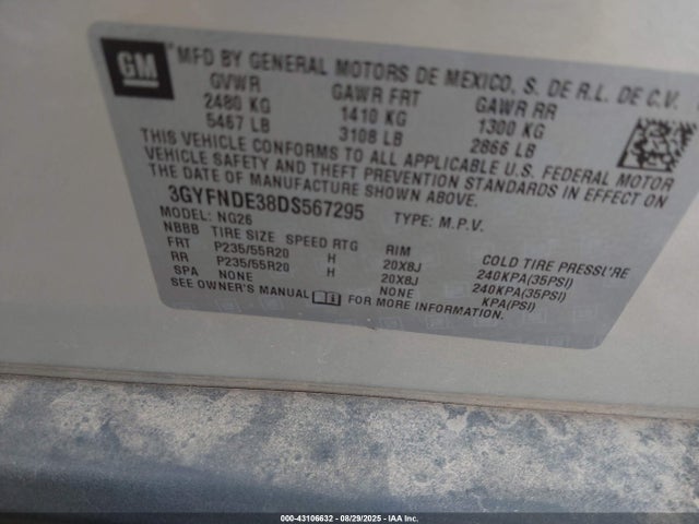 2013 CADILLAC SRX 3GYFNDE38DS567295 Photo 8