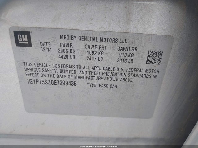 1G1P75SZ0E7299435 Chevrolet luz