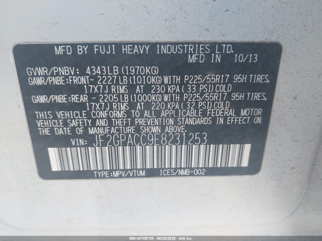 JF2GPACC9E8231253 Subaru 2.0l na
