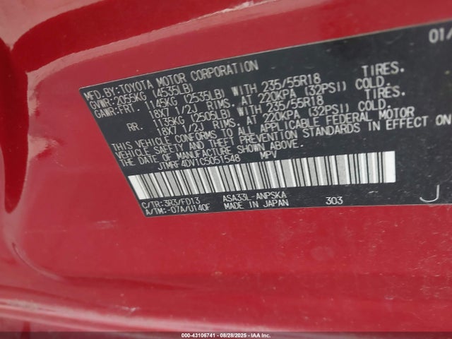 Aukcja sprzedaży 2012 Toyota Rav4 Sport, vin: JTMRF4DV1C5051548, numer aukcji: 43106741