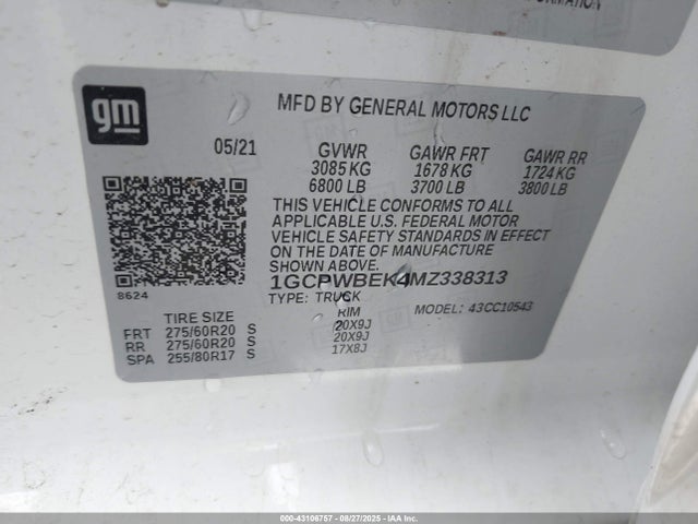 1GCPWBEK4MZ338313 Chevrolet l3b