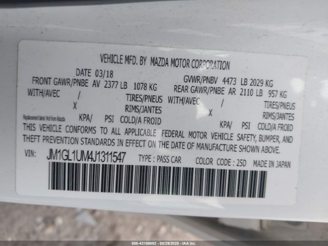 2018 MAZDA MAZDA6 JM1GL1UM4J1311547 Photo 8