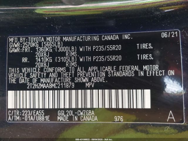 2021 LEXUS RX 350 2T2HZMAA8MC211879 Photo 8