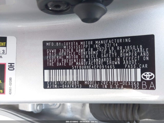 Toyota 2zr-fe 2014 5YFBURHE4EP091465 Image 9