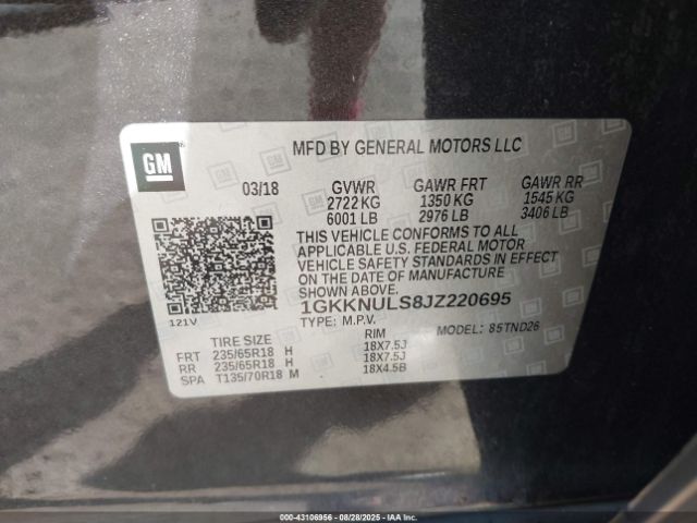 2018 GMC ACADIA 1GKKNULS8JZ220695 Photo 8