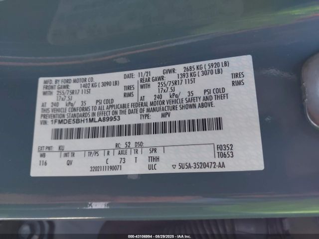 2021 FORD BRONCO 1FMDE5BH1MLA89953 Photo 8