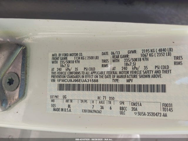 1FMCU9J96EUA31588 Ford Escape