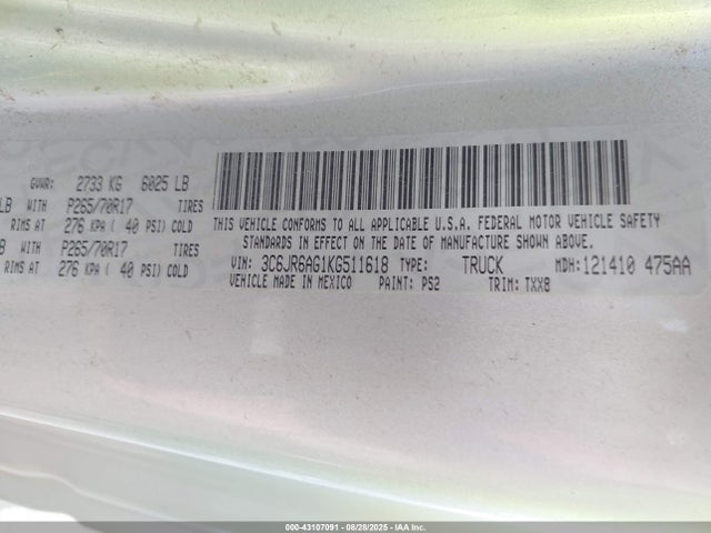 3C6JR6AG1KG511618 RAM 1500