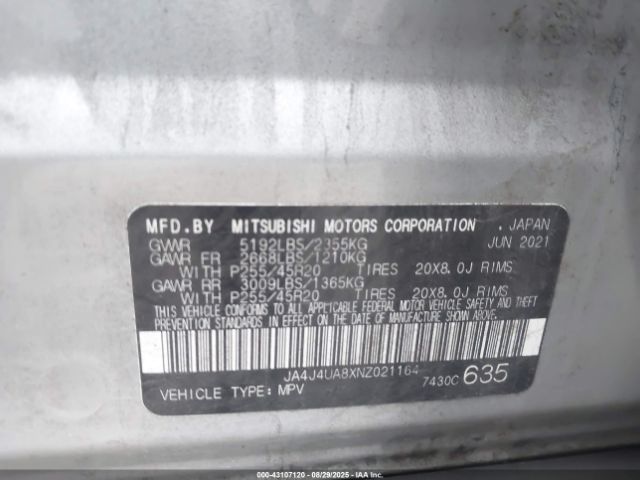 2022 MITSUBISHI OUTLANDER JA4J4UA8XNZ021164 Photo 8