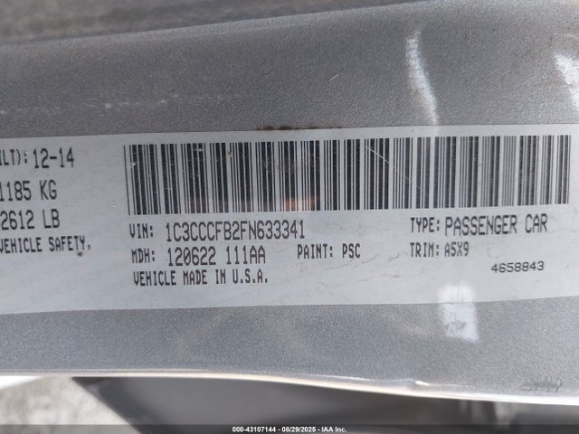 1C3CCCFB2FN633341 Chrysler 2015