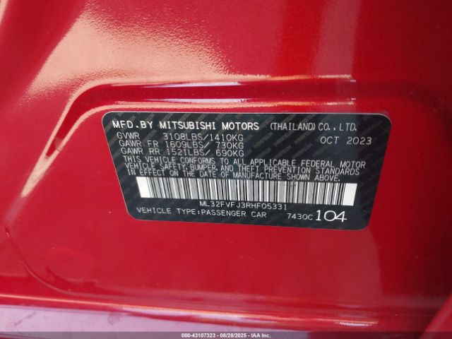 2024 MITSUBISHI MIRAGE G4 ML32FVFJ3RHF05331 Photo 8