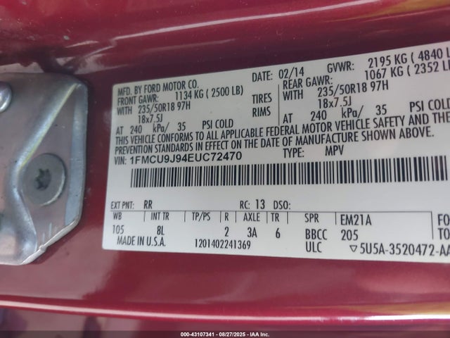 1FMCU9J94EUC72470 Ford Escape
