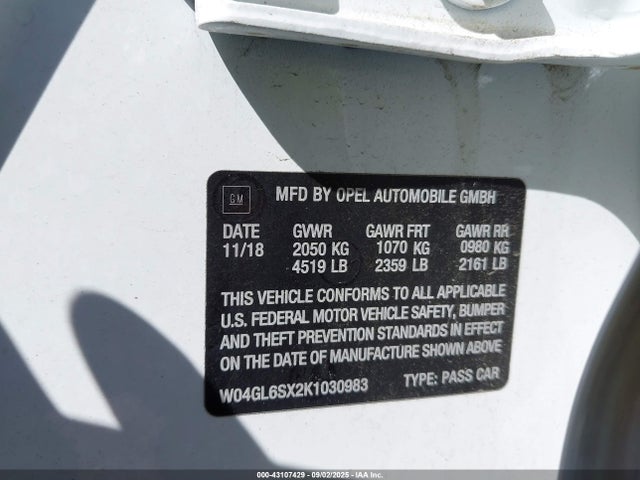 W04GL6SX2K1030983 Buick ltg - spark ignited direct injection, variable valve timing, e85 max
