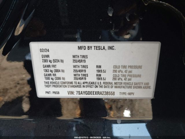 2024 TESLA MODEL Y 7SAYGDEEXRA238558 Photo 8