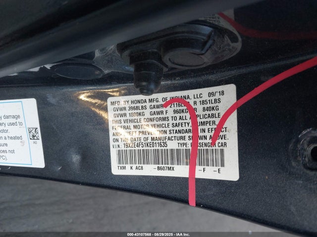Honda leb6 2019 19XZE4F51KE011635 Image 9