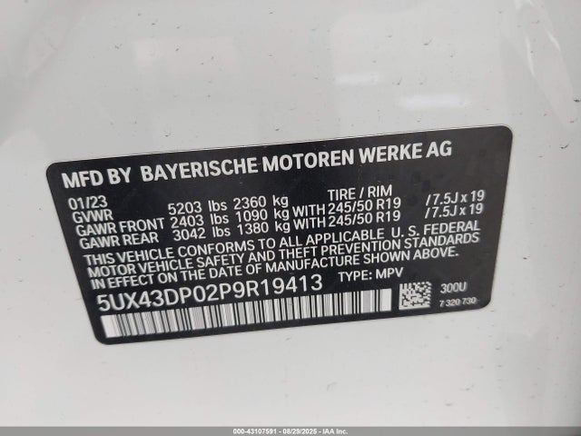 5UX43DP02P9R19413 BMW 2023