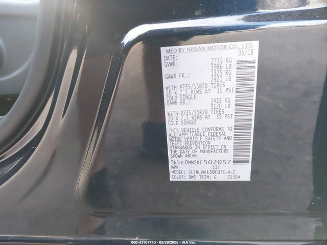 5N1DL0MM2KC502057 Infiniti QX60