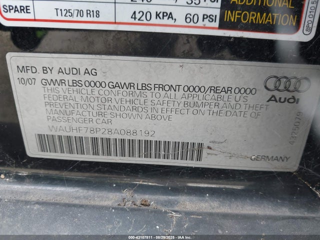 2008 AUDI A3 WAUHF78P28A088192 Photo 8
