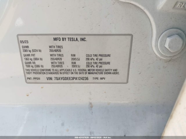 2023 TESLA MODEL Y 7SAYGDEE3PA124236 Photo 8