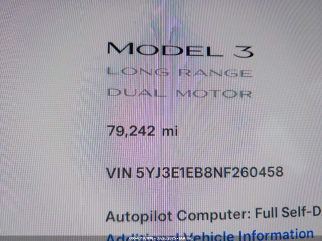 2022 TESLA MODEL 3 5YJ3E1EB8NF260458 Photo 6