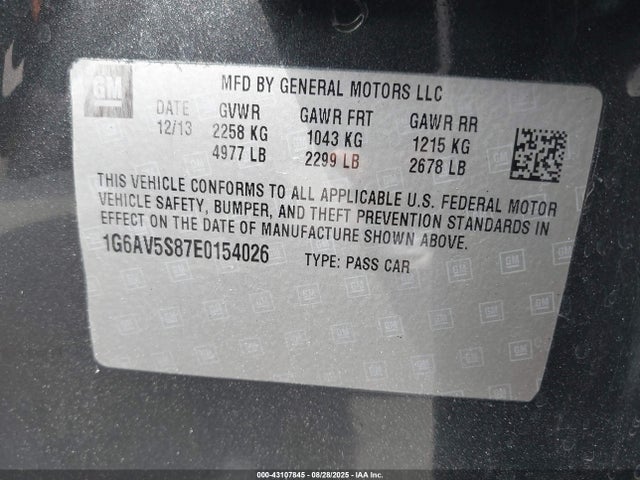1G6AV5S87E0154026 Cadillac lf3