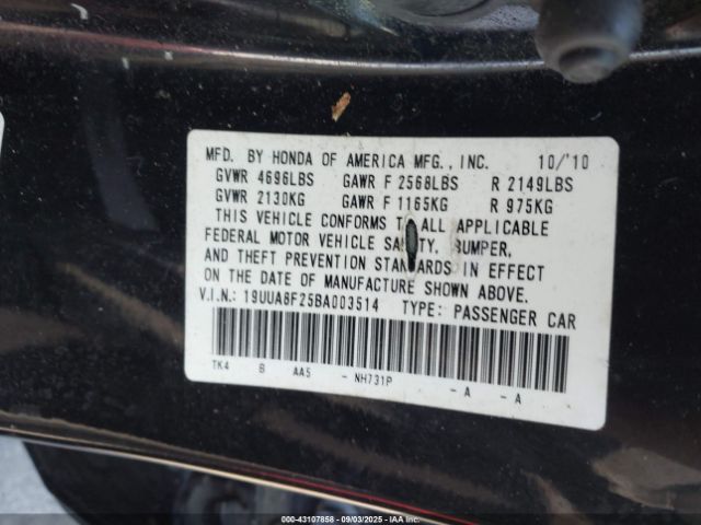 2011 ACURA TL 19UUA8F24BA003514 Photo 8