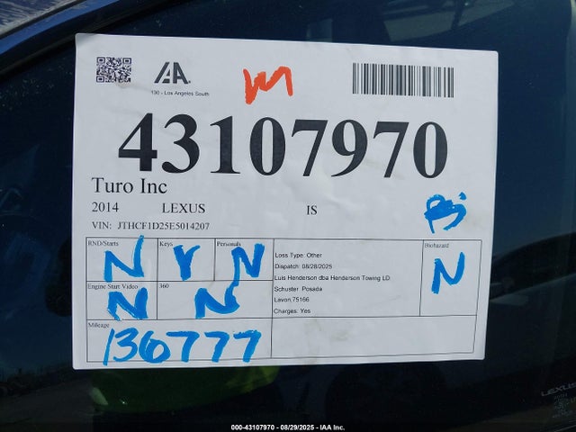 Lexus 4gr-fse 2014 JTHCF1D25E5014207 Image 17