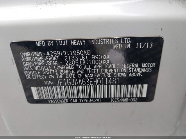 JF1GJAA63EH011481 Subaru Impreza