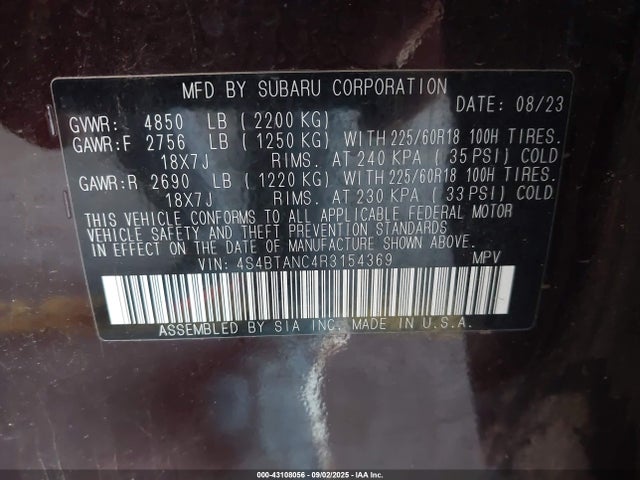 4S4BTANC4R3154369 Subaru na, u5