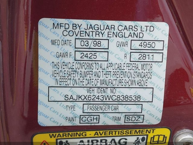 1998 JAGUAR XJ8 SAJKX6243WC838538 Photo 8