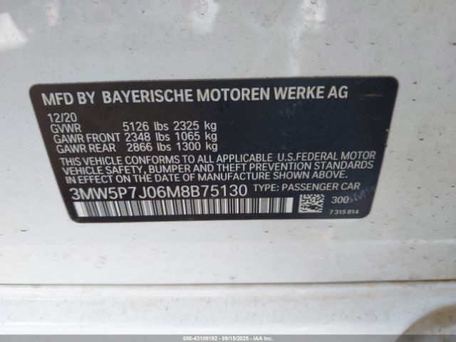 2021 BMW 3 SERIES 3MW5P7J06M8B75130 Photo 8