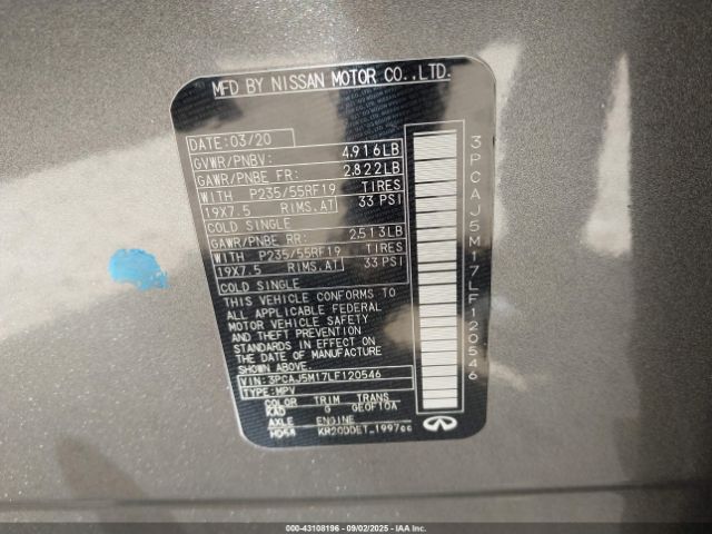 2020 INFINITI QX50 3PCAJ5M17LF120546 Photo 8