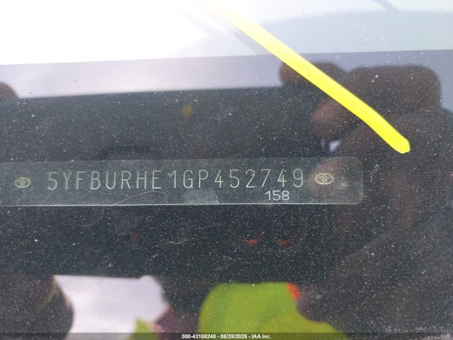 5YFBURHE1GP452749 Toyota 2zr-fe