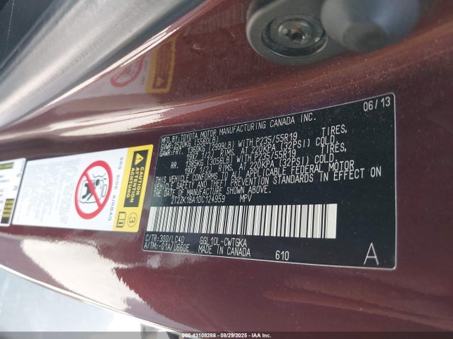 2013 Lexus Rx 350 მანქანა იყიდება აუქციონზე, vin: 2T2ZK1BA1DC124959, აუქციონის ნომერი: 43108288