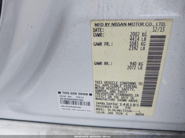 Nissan 2016 2016 1N4BL3AP3GC148185 Image 9