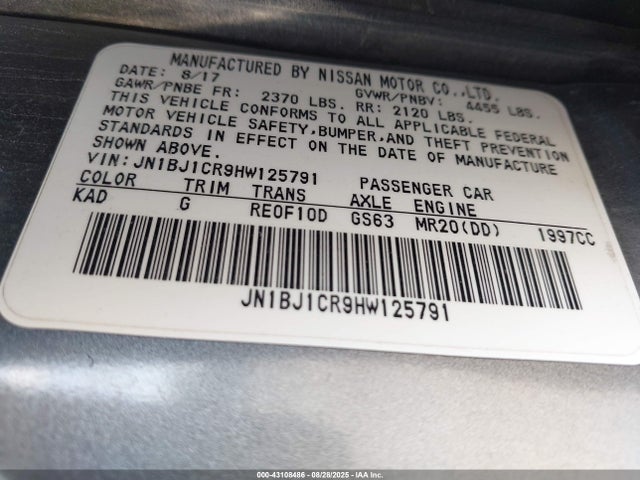 JN1BJ1CR9HW125791 Nissan 2017