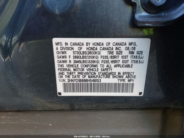 2006 ACURA MDX 2HNYD18896H549153 Photo 8