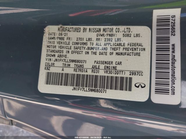 2022 INFINITI Q60 JN1FV7LL5NM680071 Photo 8