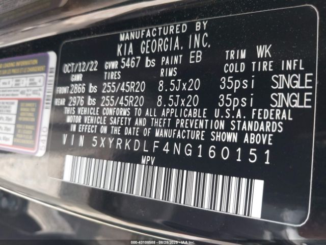 2022 KIA SORENTO 5XYRKDLF4NG160151 Photo 8