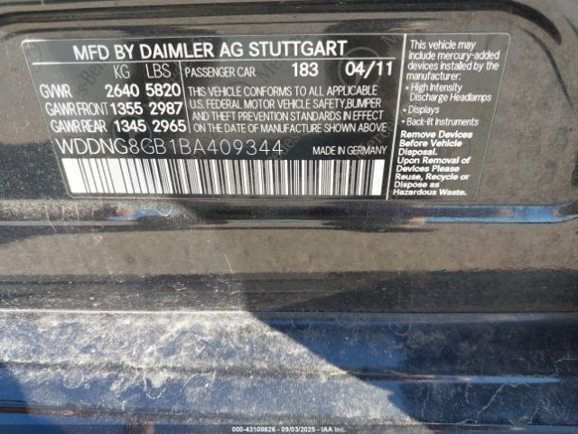 2011 MERCEDES-BENZ S 550 WDDNG8GB1BA409344 Photo 8