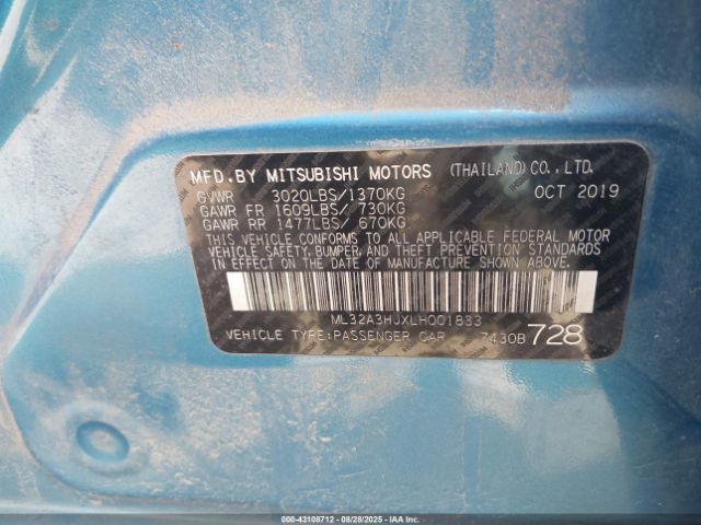 2020 MITSUBISHI MIRAGE ML32A3HJXLH001833 Photo 8