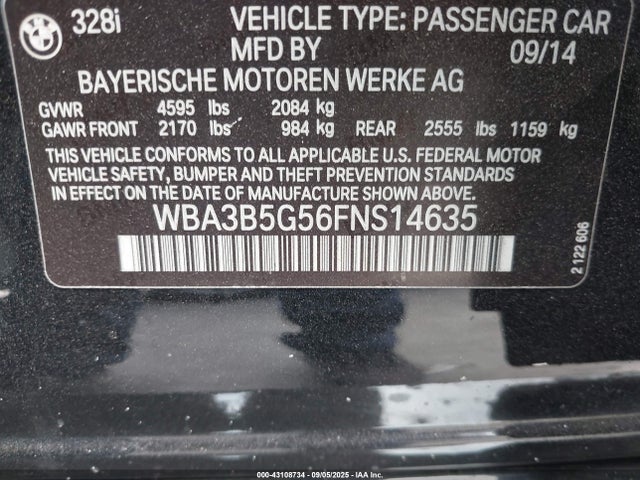 BMW 328I 2015 WBA3B5G56FNS14635 Image 9